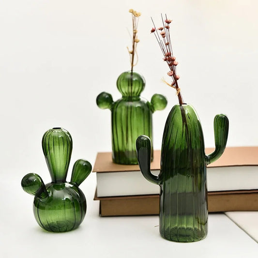 🌵 Vases en verre cactus – Déco fraîche qui ne pique pas
